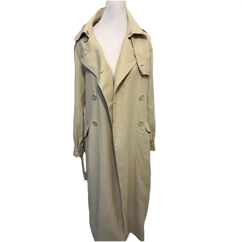 New GUESS Trench Coat Double Breasted Structured Military Long Office $368